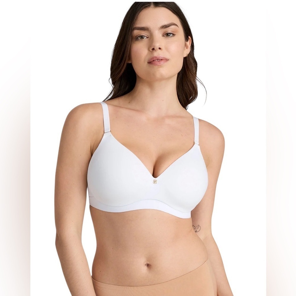 Honeylove - Crossover Bra White Wireless Smooth Support Sz 38 D